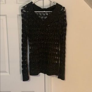 Forest green, long sleeved sheer lace top